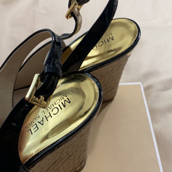 Michael Kors Black Patent  slingback wedges - Picture 4 of 11